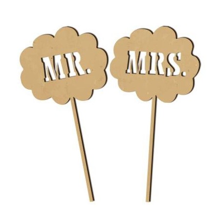 accessoire photobooth bois médium - MRS et Mr 2 pièces (33cm x 18 cm)